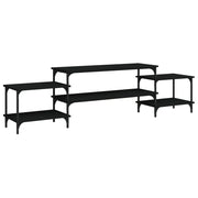 Mobile TV multimediale mensola TV credenza mobile TV sala da pranzo soggiorno camera da letto 197 x 35 x 52 cm legno ingegnerizzato nero 02_0026103