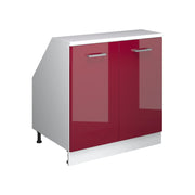 Mobile cucina sottotetto R-Line Rosso lucido/Bianco 80 cm con 2 porte, carcassa 60 cm profondità Vicco
