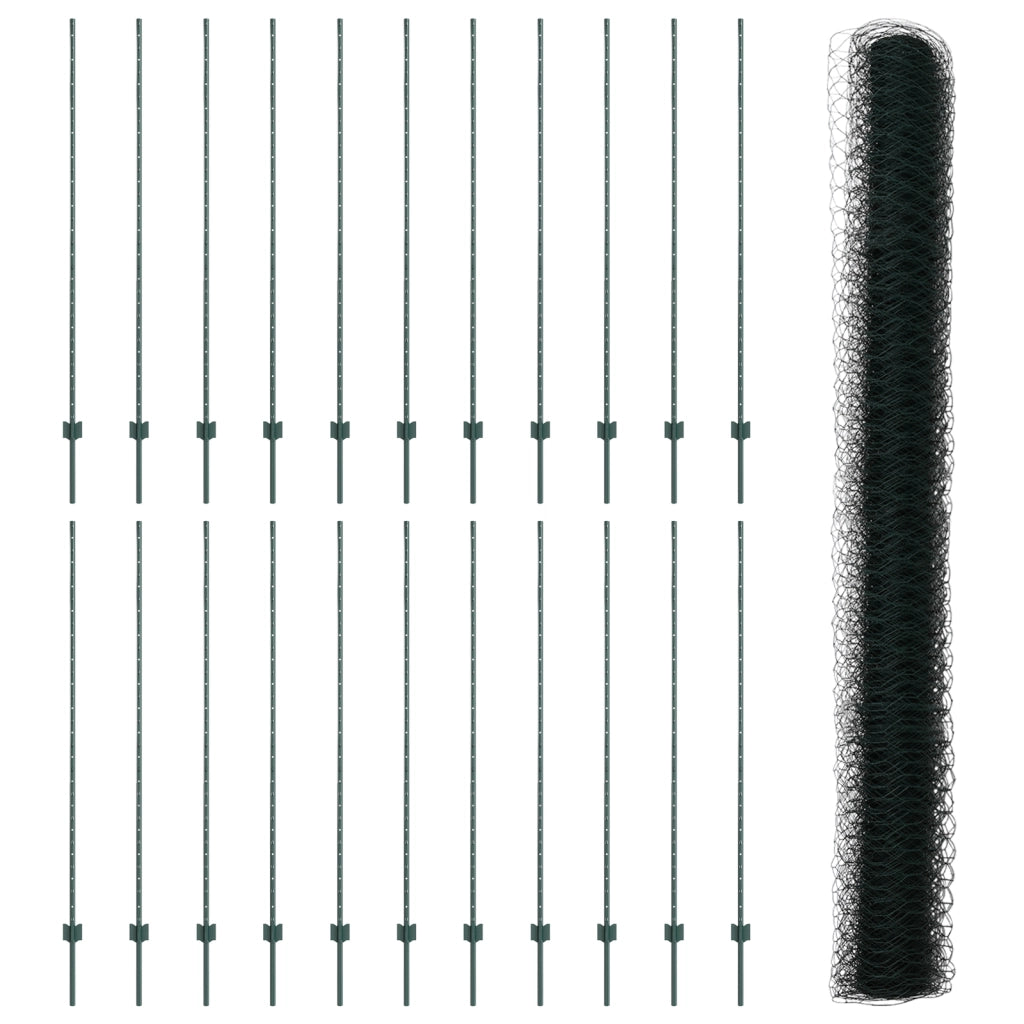 Pali per Recinto  11 pcs U-Channel Verde 160 cm Acciaio