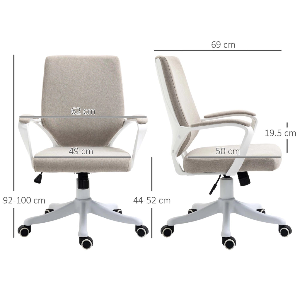 Sedia da ufficio ergonomica con supporto lombare e altezza regolabile con ruote girevoli in poliestere beige