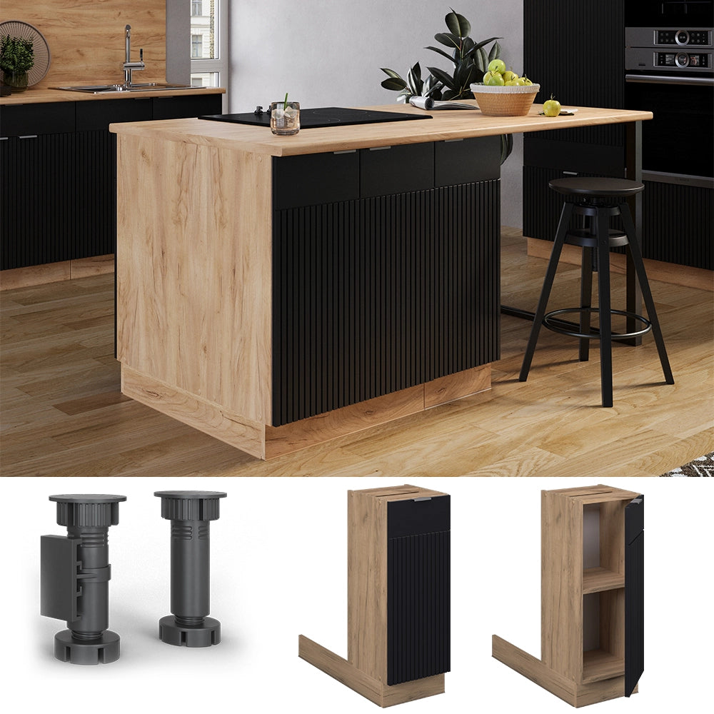 Vicco Isola cucina Nero a righe 30 cm senza piano di lavoro