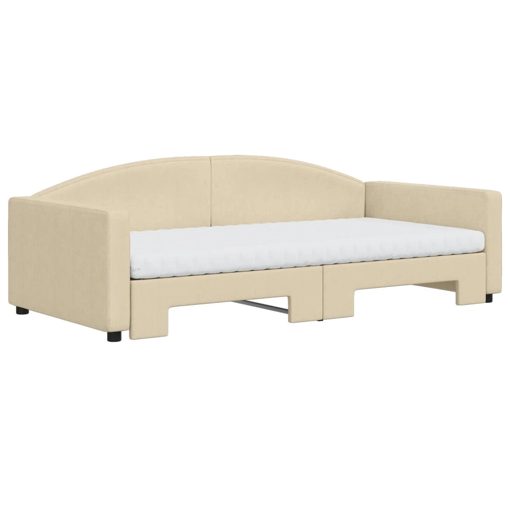 Divano Letto Estraibile con Materassi Crema 100x200 cm Tessutocod mxl 130613