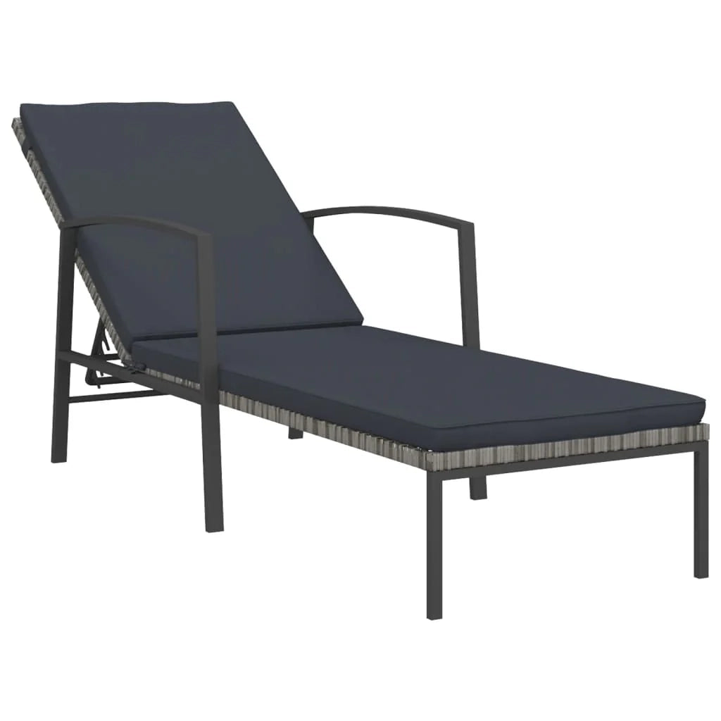 Sedia a sdraio lettino prendisole lettino da giardino mobili da esterno per patio con cuscino resina intrecciata grigia 02_0012511