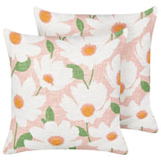 Set di 2 cuscini in cotone rosa con motivo floreale, fatti a mano e sfoderabili 45 x 45 cm con imbottitura stile boho