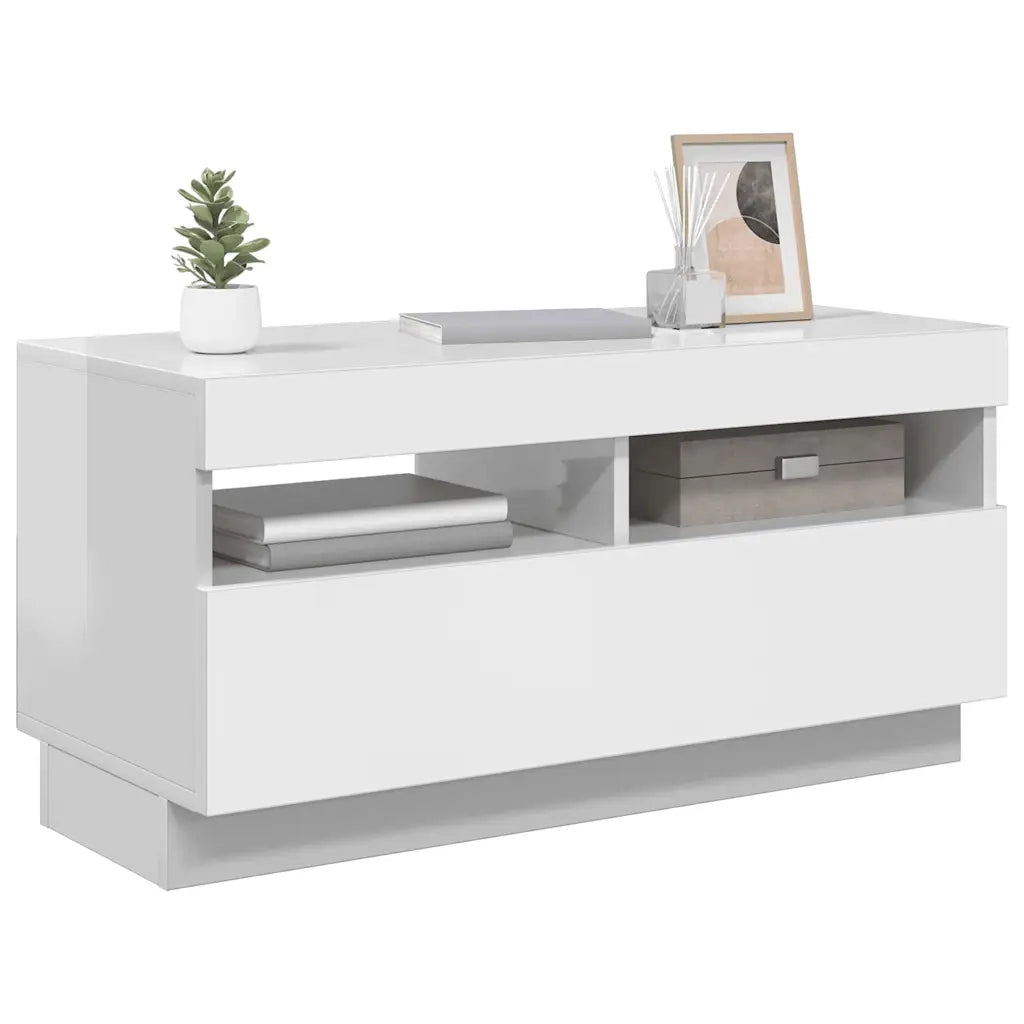 Mobile Porta TV con Luci LED Bianco Lucido 80x35x40 cm  cod mxl 13435