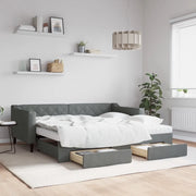Divano Letto Estraibile Cassetti Grigio Scuro 90x190cm Tessuto