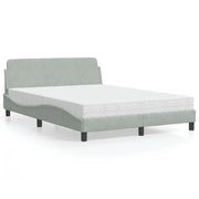 Letto con Materasso-Struttura Letto con Materasso Dover Grigio Chiaro 140x190 cm in Velluto