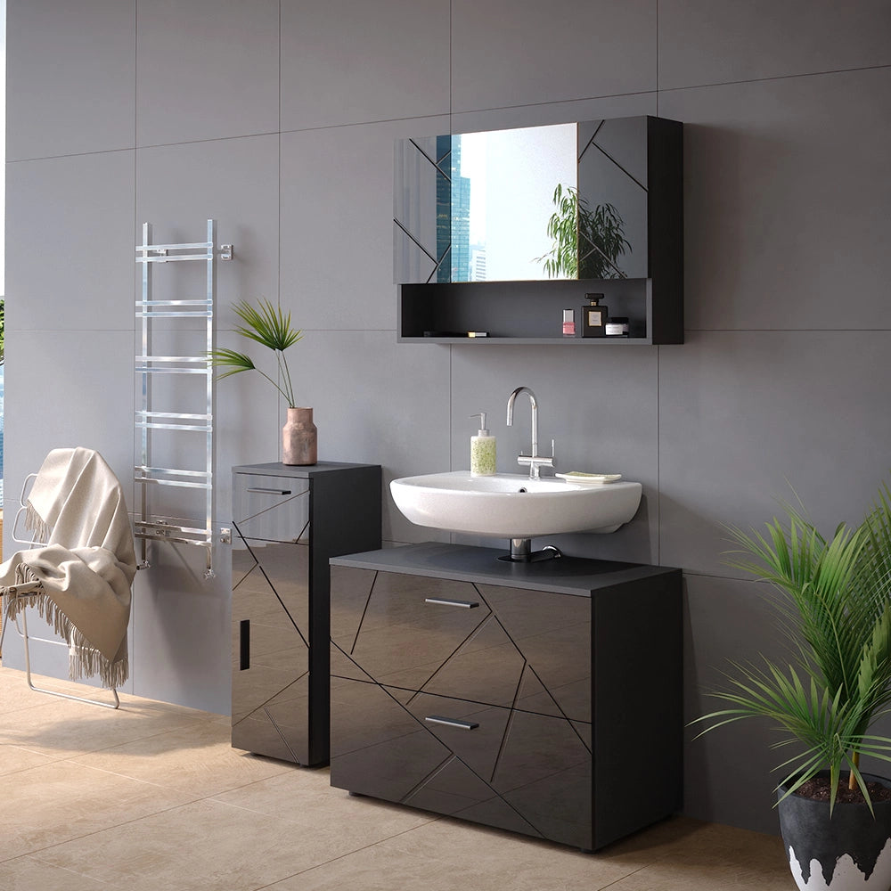Vicco Specchio contenitore bagno Antracite lucido 80.1 x 55 cm