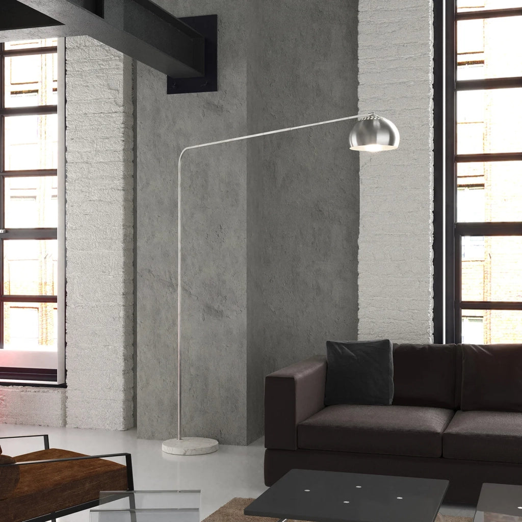 Piantana Contemporanea Corner Marmo Basso Bianco Metallo Cromo 1 Luce E27
