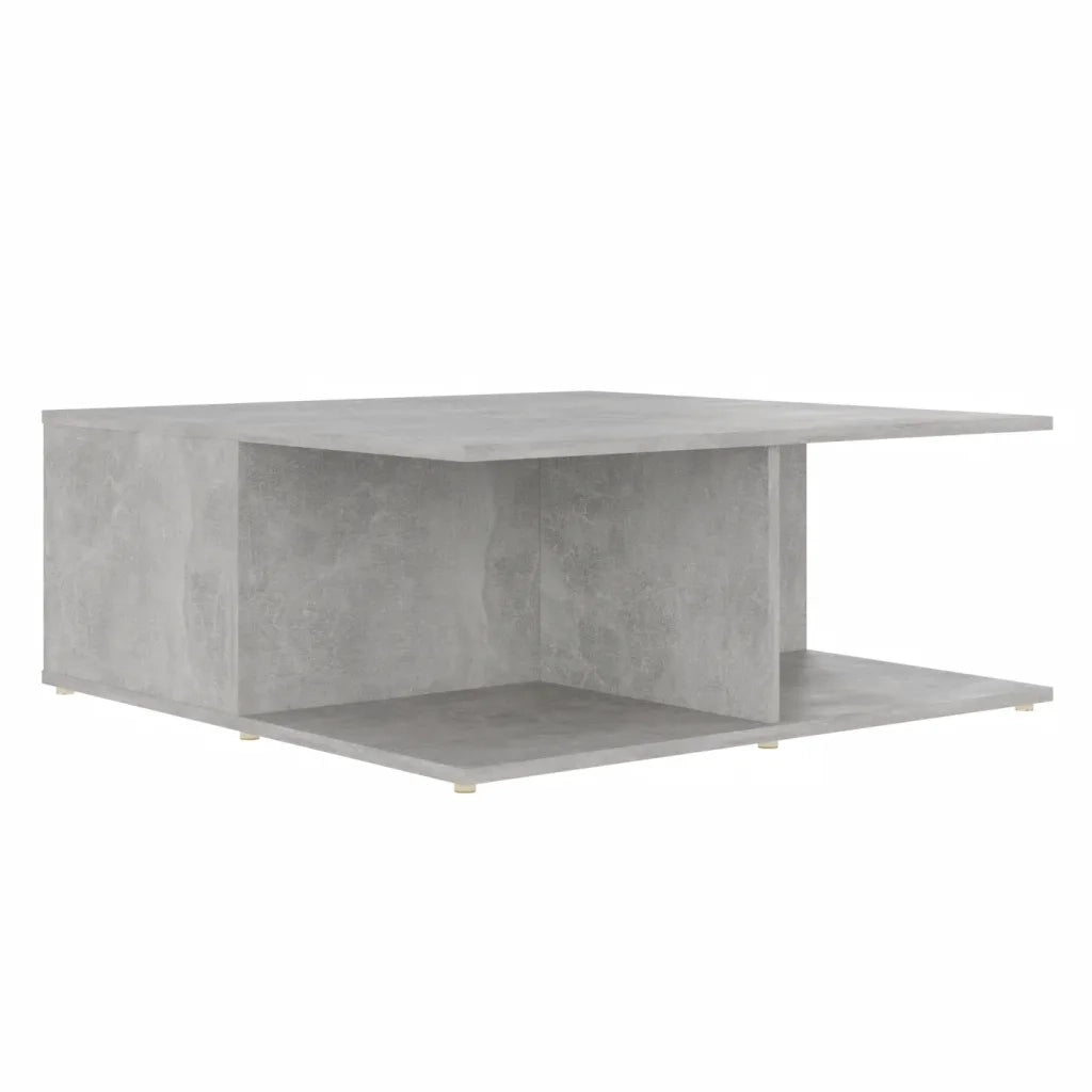 Tavolino da Salotto-Tavolino da soggiorno-Tavolo Grigio Cemento 80x80x31cm Legno Multistrato