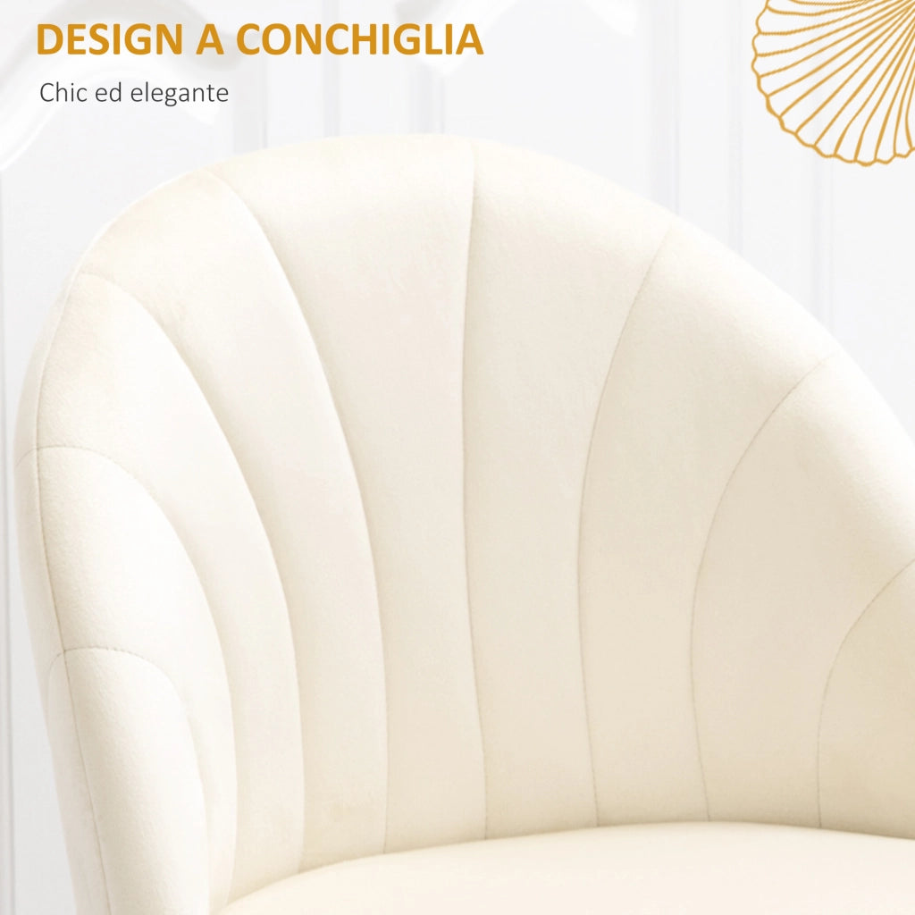 EasyComfort Set 2 Sedie da Salotto e Sala da Pranzo Imbottite, in Metallo e Tessuto Effetto Velluto Beige, 52x54x79 cm