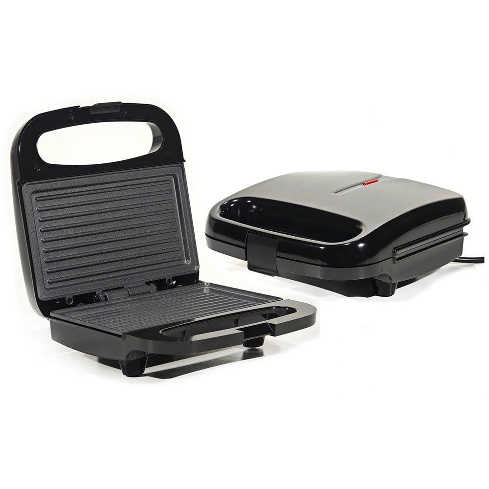 Trade Shop - Tostiera Elettrica 750w Ampie Piastre Antiaderenti Piedini Antiscivolo Manico Termoisolato -
