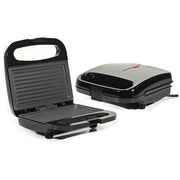Trade Shop - Tostiera Elettrica 750w Ampie Piastre Antiaderenti Piedini Antiscivolo Manico Termoisolato -