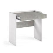 Scrivania home office 80x40 con cassetto e ripiano estensibile piano cemento bianco - Terraneo