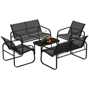 Set Giardino 2 Divani 2 Posti 2 Poltrone Tavolino Caff¨¨ Vetro ¨C Zephmum ¨C Nero