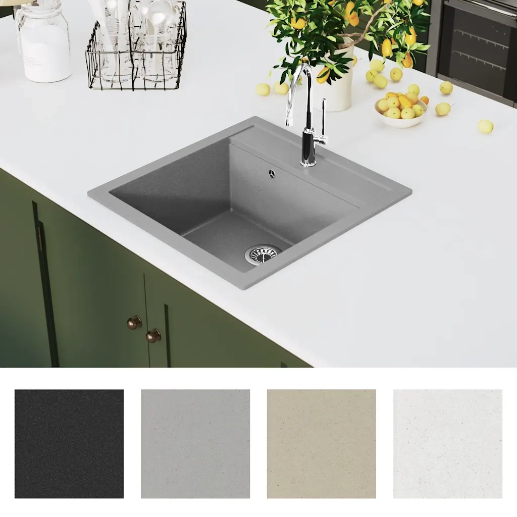 Lavello da Cucina in Granito Vasca Singola Grigio CFW9688246