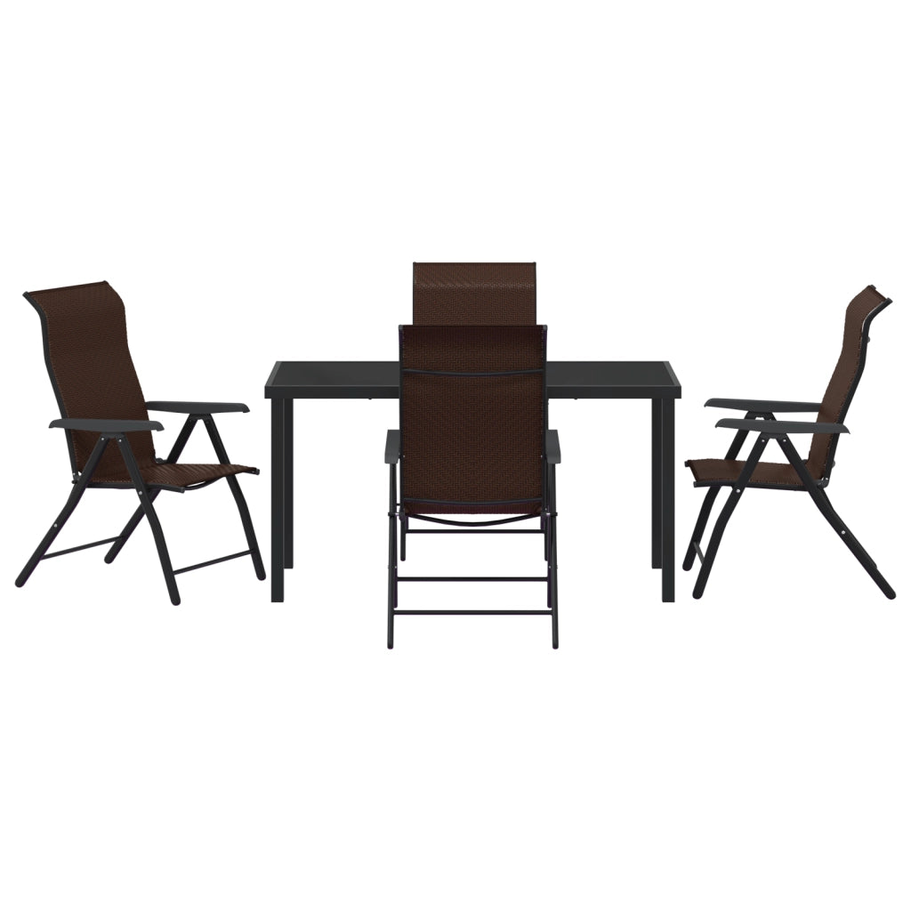 Set da pranzo da giardino 5 pezzi marrone in polyrattan