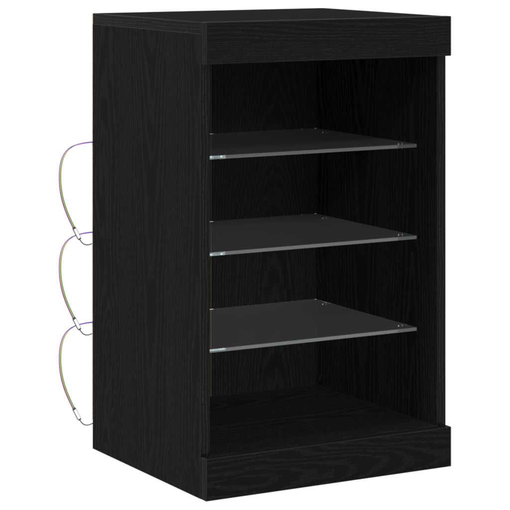Sideboard  con luci LED Nero Rovere 41x37x67 cm