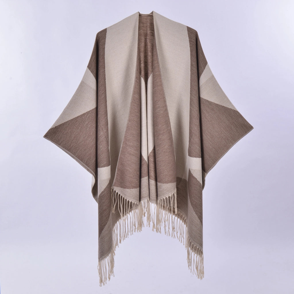 Nuovo mantello/cappotto da donna in cashmere con nappe double-face.