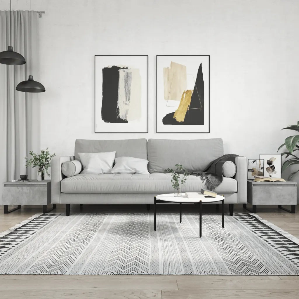 2 pz Tavolini salotto | Tavolino da caff¨¨ | Tavolino da Soggiorno Grigio Cemento 50x46x35 Legno Multistrato