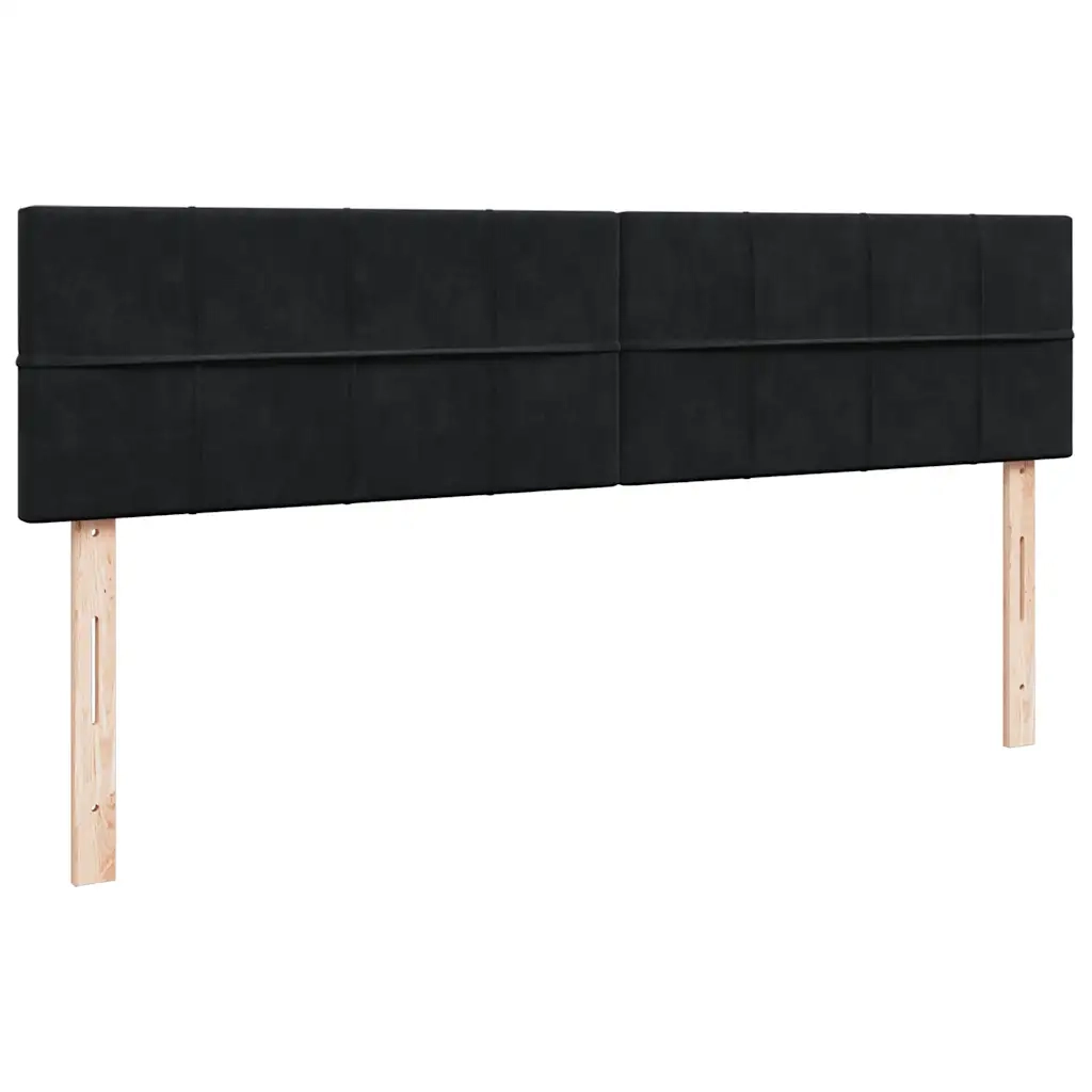 Struttura Letto Pouf con Materasso Nero 160x200 cm in Velluto 3311785