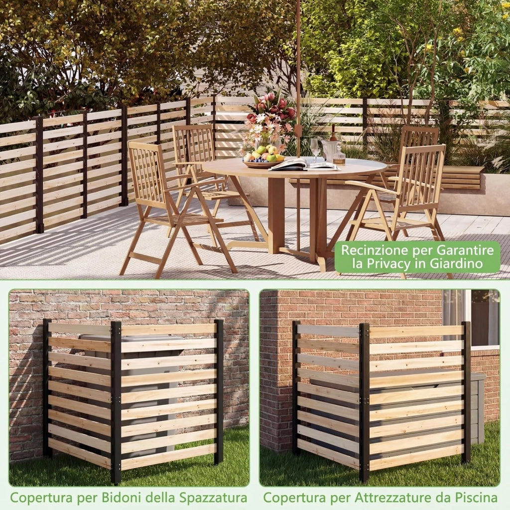 Recinzione da Giardino in Legno Massello, Schermo per Privacy da Esterno Regolabile, Pannelli Privacy da Giardino per Condizionatore e Bidoni della Spazzatura e Divisorio di Spazio (Legno)