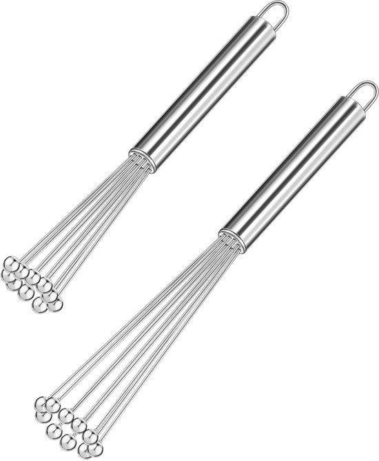 Set di 2 grate in acciaio inossidabile per la cucina, garde in acciaio inossidabile, garde piccole, grate a fili per cucinare, mescolare, battere, mescolare (2 pezzi)