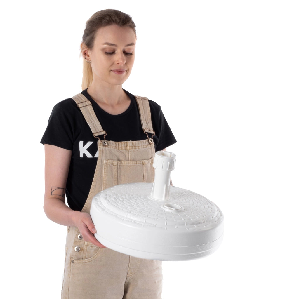 Base per ombrellone da giardino KADAX, rotonda, 39 cm, con peso, bianca