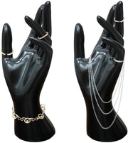 Display stand per mano, 2-pack display stand per anelli, manichino per mano, display stand per gioielli, manichino femminile per mano, display per catene anelli bracciali (nero)