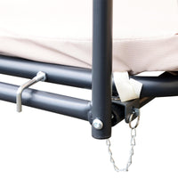 Dondolo 3 Posti 200x125x170 cm in Acciaio e Poliestere Beige