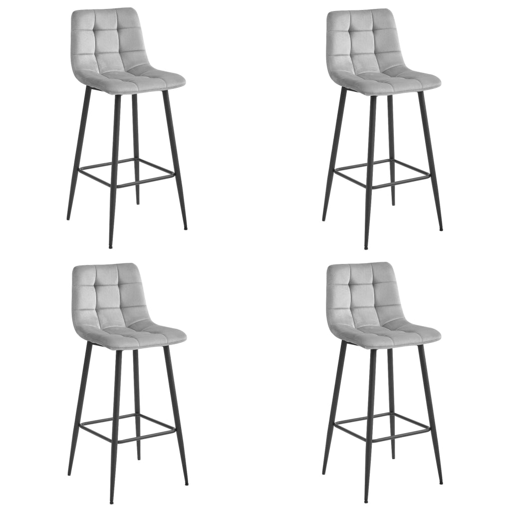 Sgabello Valora TEOTO in velluto grigio argento con gambe nere per cucina x4