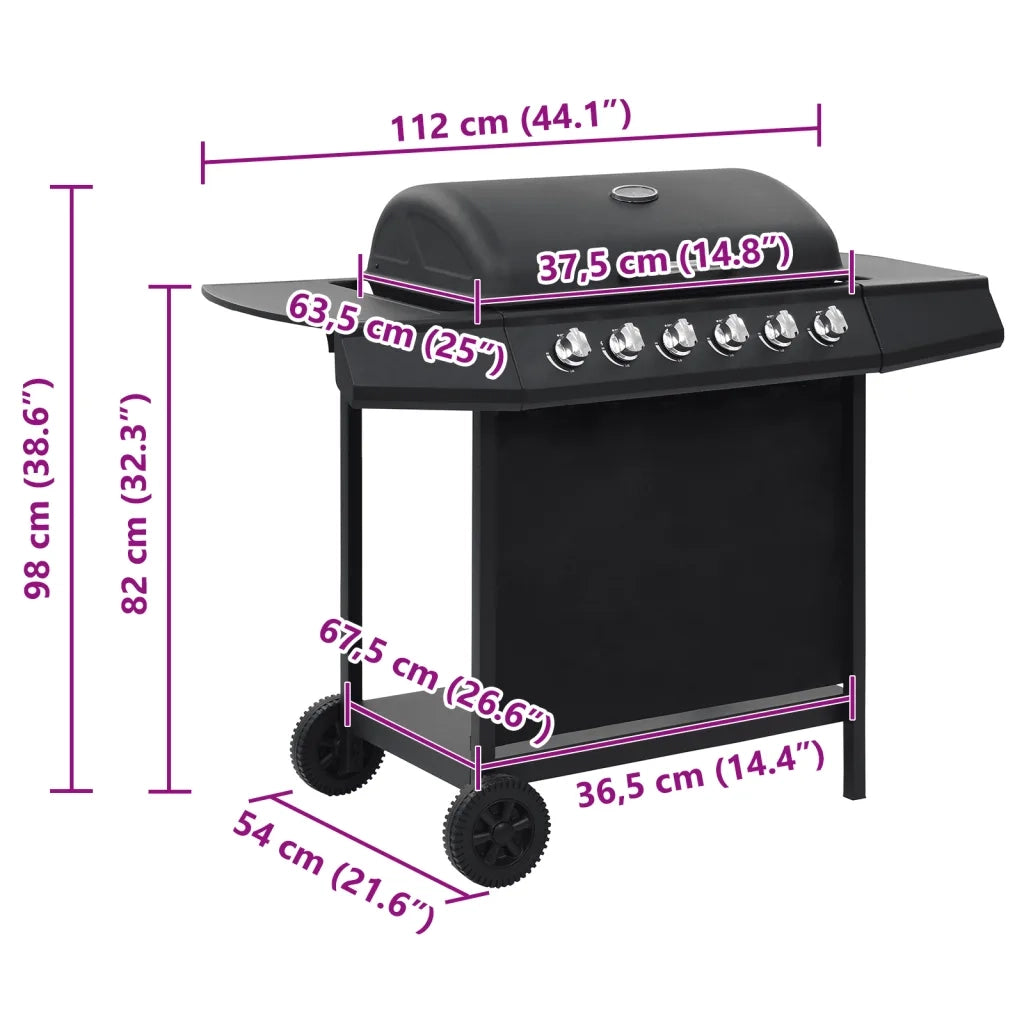 Barbecue Griglia a Gas con 6 Fornelli Acciaio Nero CFW7810473