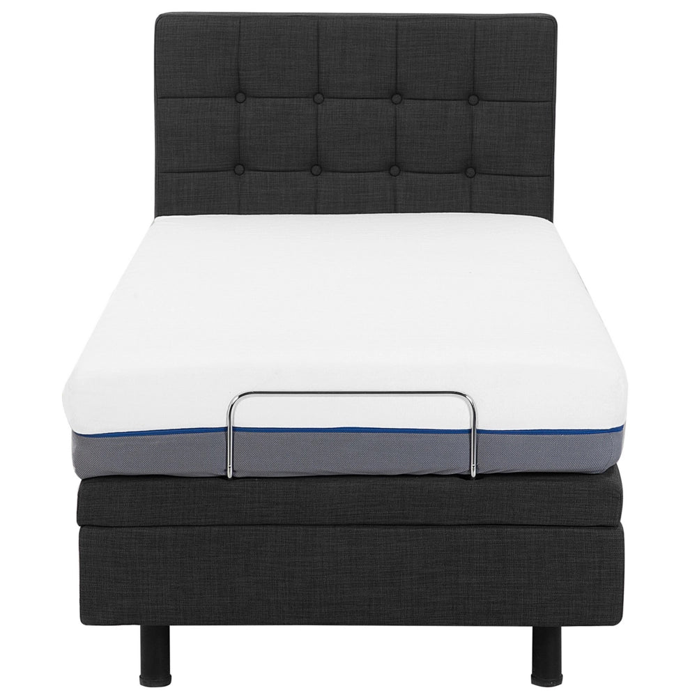 Letto Tessuto Grigio Scuro Elettrico Regolabile con Telecomando 80 x 200 cm