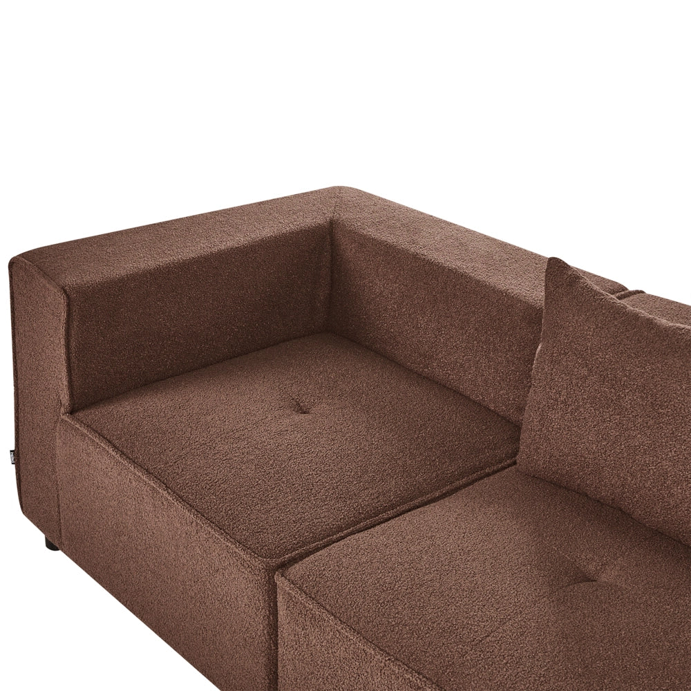 Divano a 4 posti in tessuto bouclè modulare marrone lato sinistro stile minimale moderno