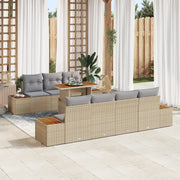 Set di SofÃ  da Giardino a 8 Pezzi con Cuscini Beige Polyrattan