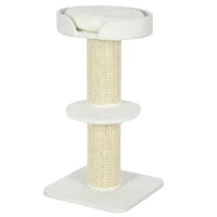 Albero per Gatti 91cm Giochi con Letto per Gatti, Piattaforma in Lana d'Agnello Crema