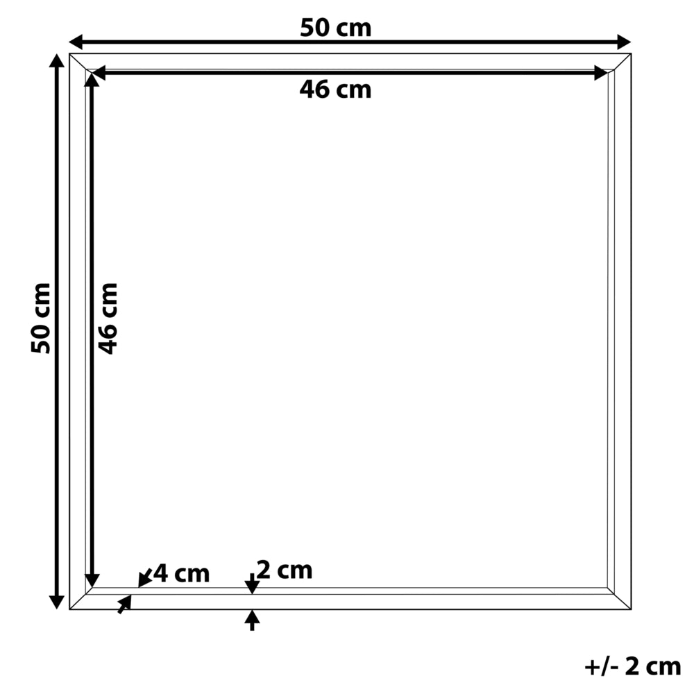 Specchio da parete con cornice sintetica nera 50 x 50 cm quadrato da appendere alla parete