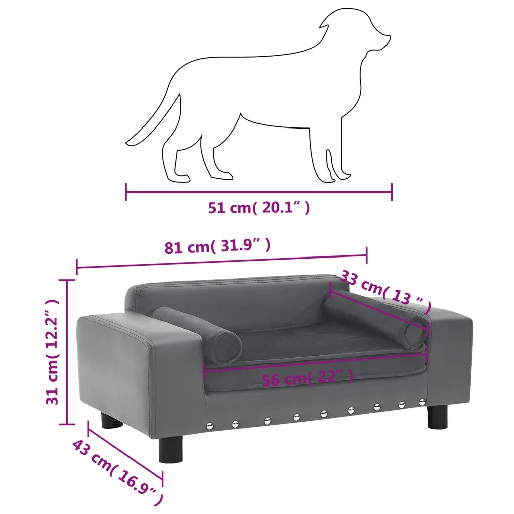Divano per Cani Grigio 81x43x31 cm in Peluche e Similpelle CFW4188626