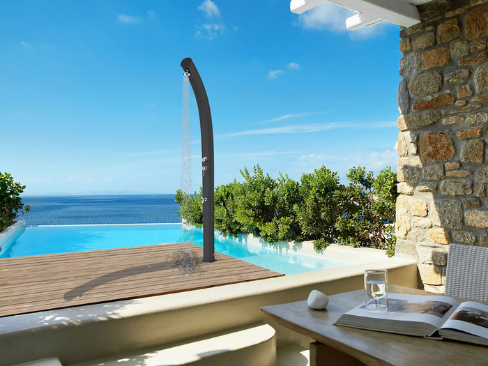 Doccia Solare da Giardino 25L Miscelatore Temporizzato e Lavapiedi Arkema Jolly Inox Paint