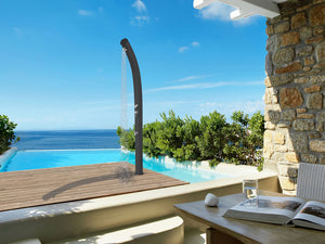 Doccia Solare da Giardino 25L Miscelatore Temporizzato e Lavapiedi Arkema Jolly Fuxia