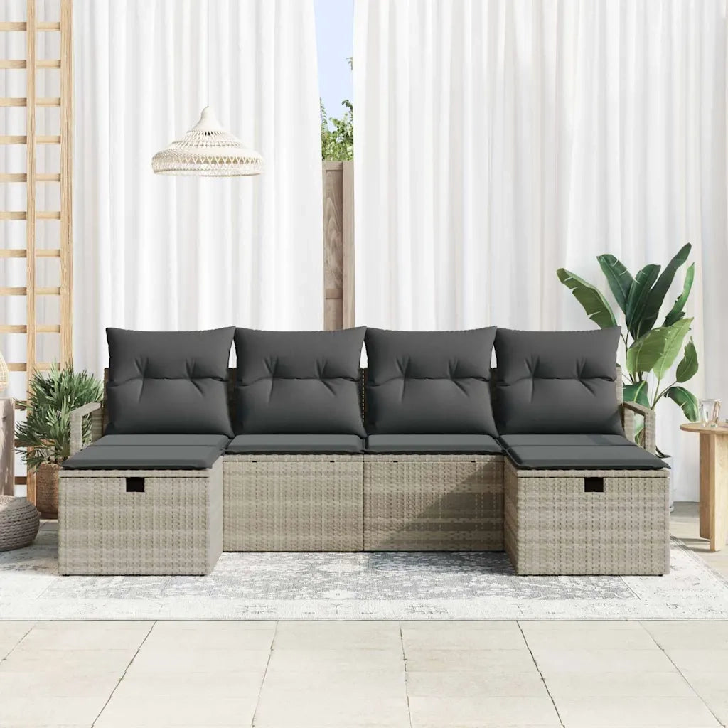 Set di divani con cuscino 6 pcs Grigio chiaro polyrattan 3359221