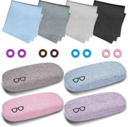 Set di 4 pezzi di montature oculari in lino con tovaglietti di pulizia - Custodia protettiva portatile per occhiali, occhiali da lettura e occhiali da sole