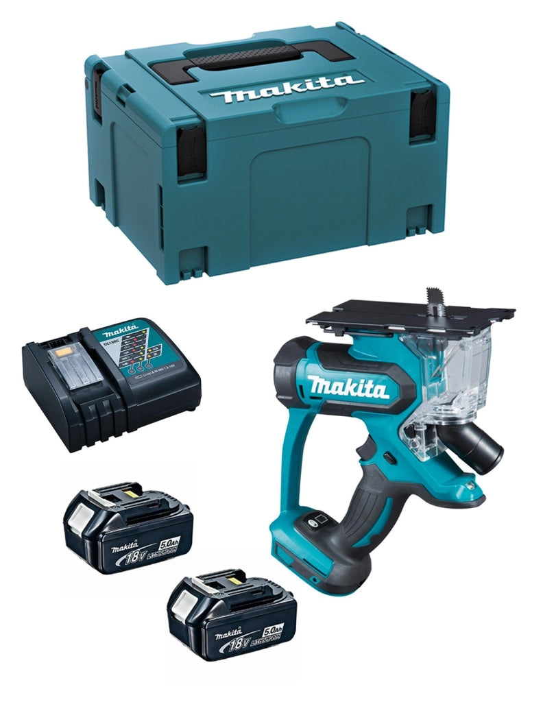 Seghetto per cartongesso MAKITA DSD180RTJ (2 x 5,0 Ah + DC18RC + MAKPAC 3)