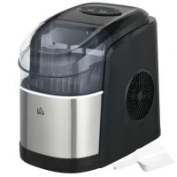 Macchina del Ghiaccio Autopulente da 9 Cubetti in 6-12 Minuti, in PP e Acciaio Inox, 24.2x35.3x33 cm, Nera