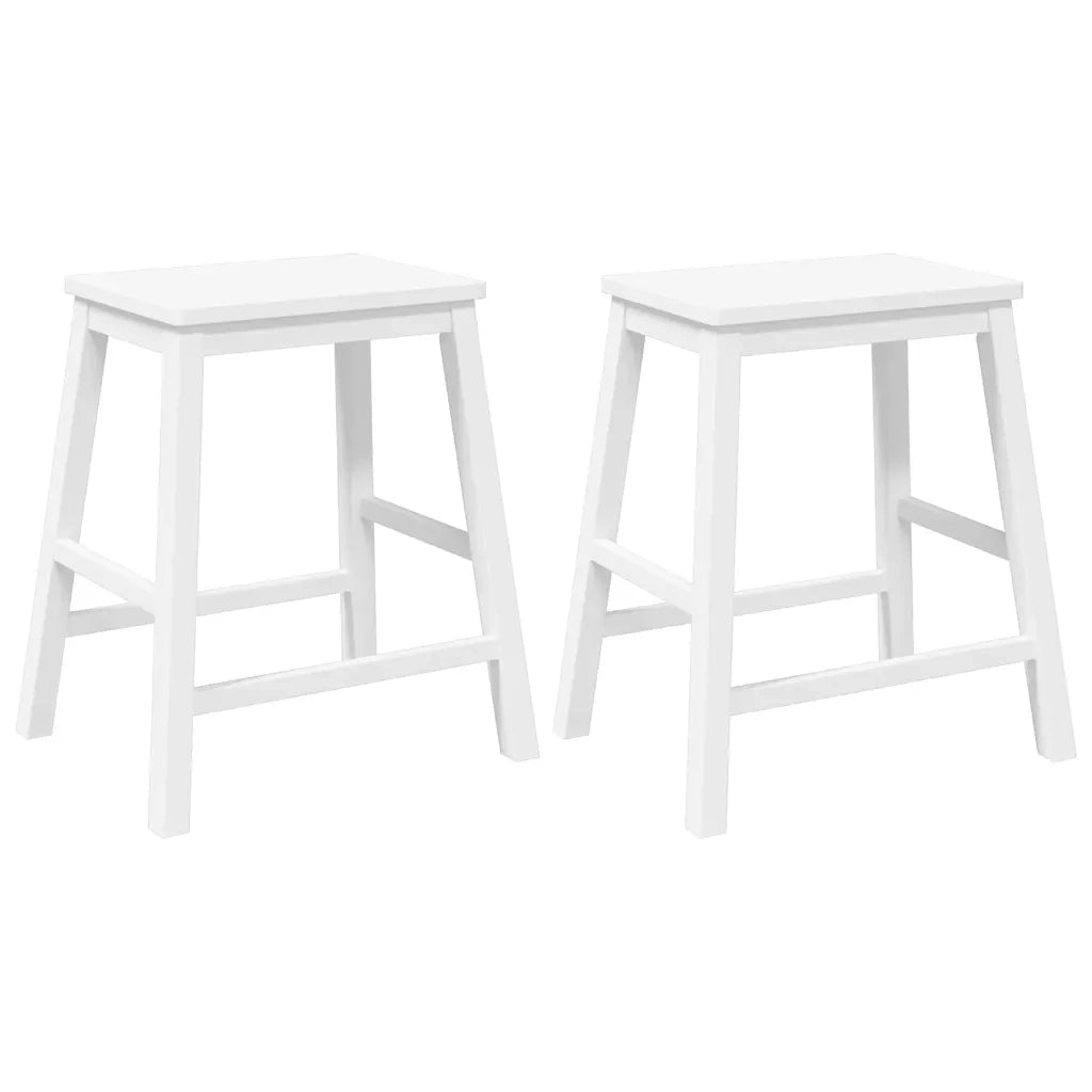 Sedie da Bar 2 pz Bianchi in Legno Massello di Hevea 4102582