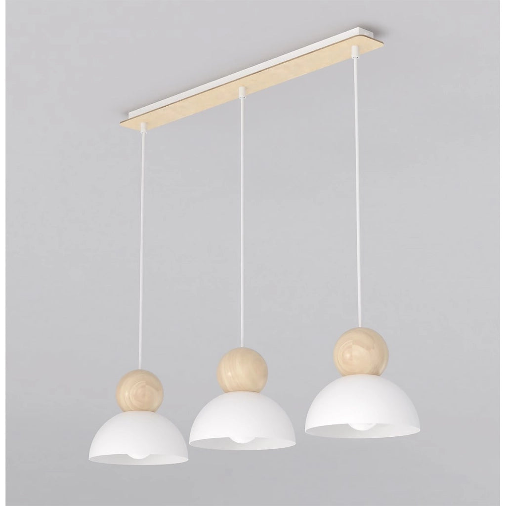 Lampada a sospensione KAKI a tre luci in acciaio bianco