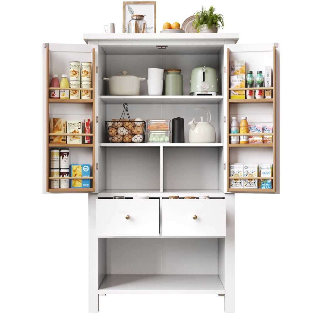 Credenza Cucina Multiuso con Ante e Cassetti ¨C Xylo ¨C Nero/Bianco, 80x40x140 cm