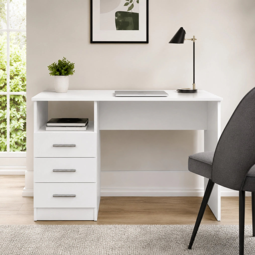 Scrivania Scrittoio Cassetti Laterali Salvaspazio Lipsia Mobile Desk Postazione Pc Da Studio Ufficio Soggiorno Sala Da Pranzo Cameretta 120 X 72 X 48 Cm Bianco