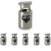 Set di fermagli metallici eleganti a forma rettangolare con un foro per cavi, giacche e molto altro. Fatto di metallo, marche (set da 5, argento).