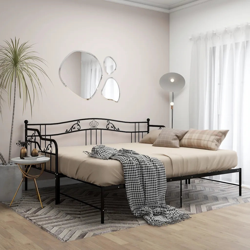 Telaio Divano Letto Estraibile Nero in Metallo 90x200 cm 324764